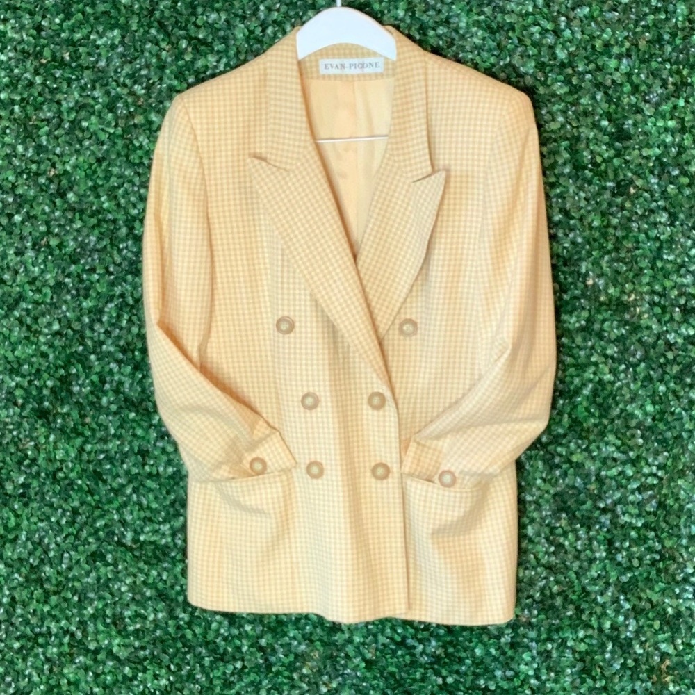 Vintage Evan Picone Check Double Breasted Blazer - Picture 7 of 13